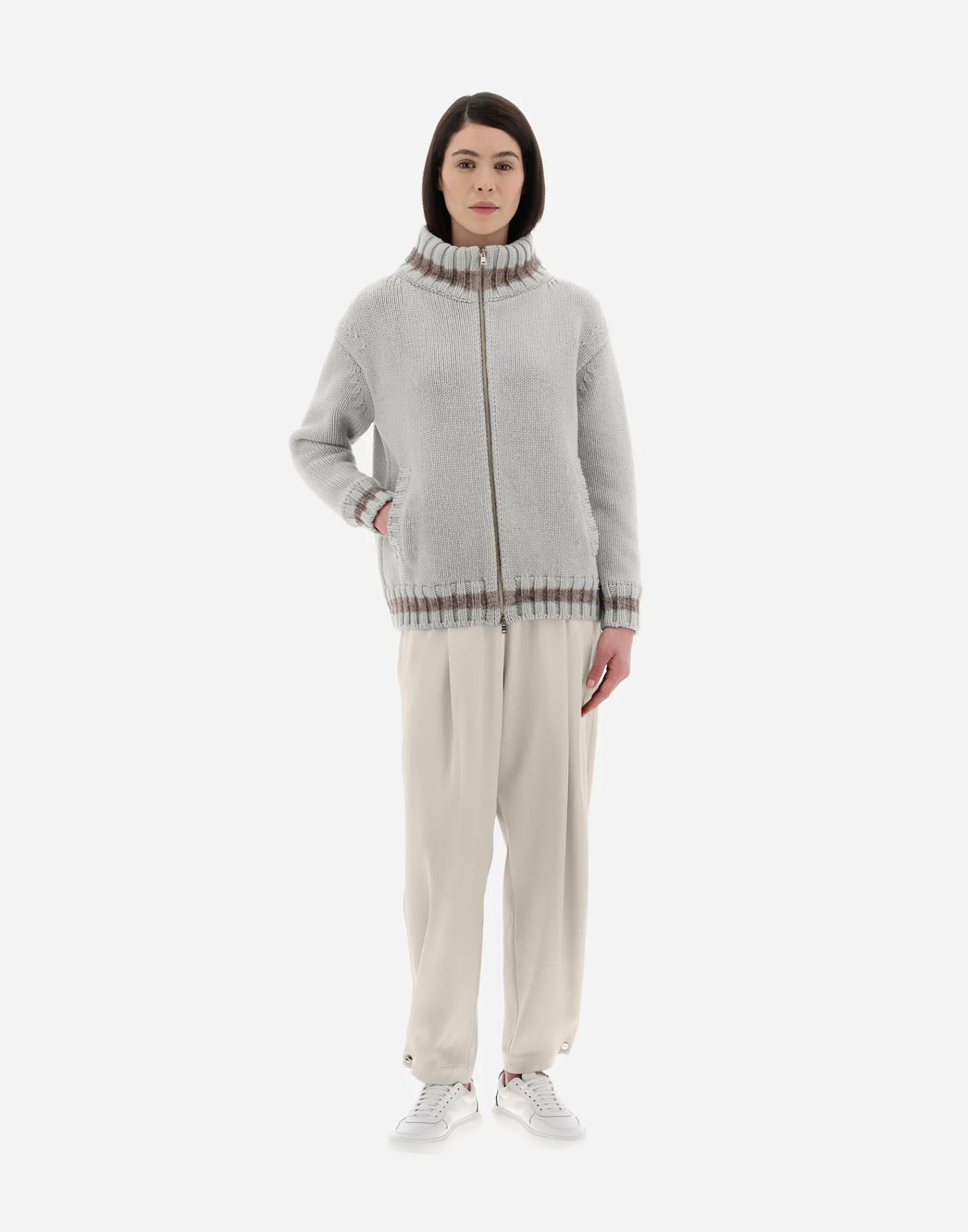 Herno Bomber-Resort Cardigan Aus Infinity & Chenille Knit