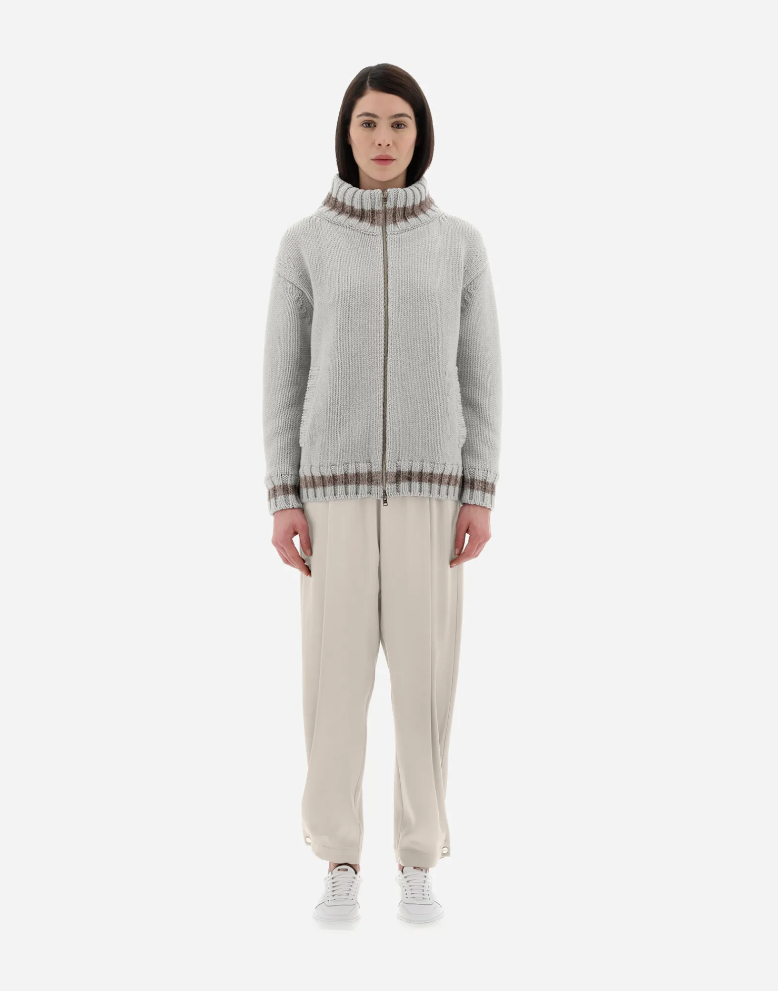 Herno Bomber-Resort Cardigan Aus Infinity & Chenille Knit