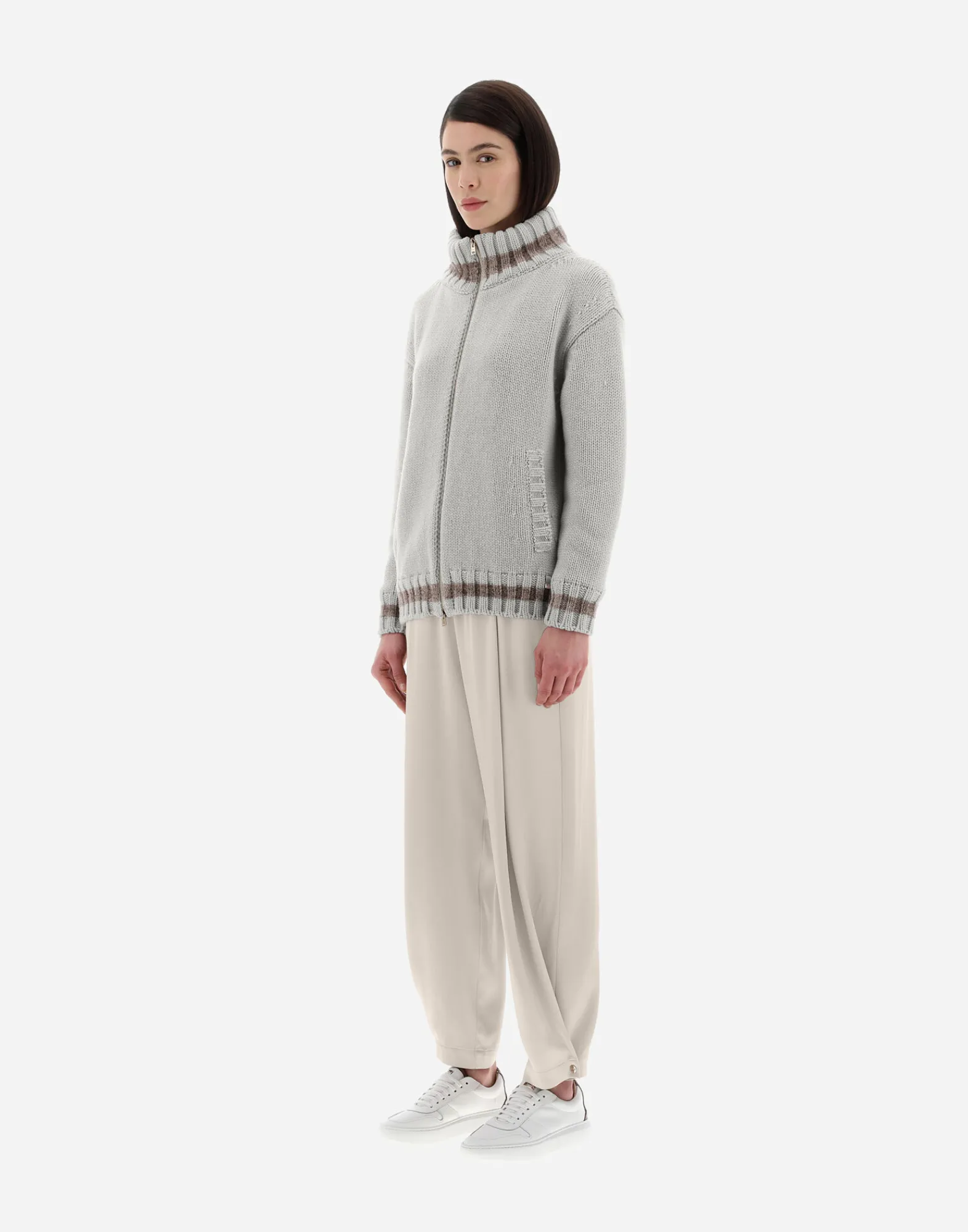Herno Bomber-Resort Cardigan Aus Infinity & Chenille Knit