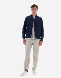 Herno Bomber-Resort Hemd Aus Coupled Knit Effect & Light Nylon Stretch