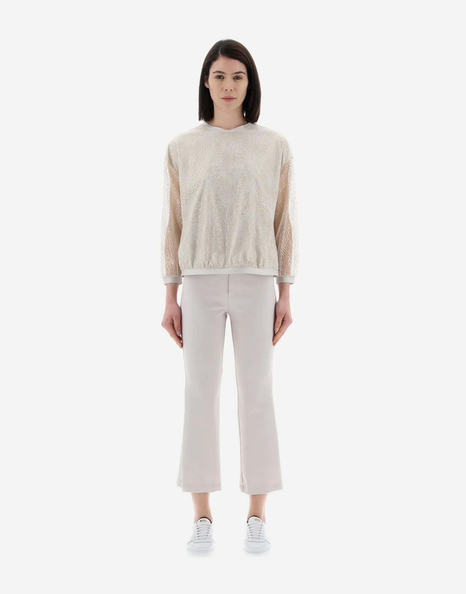 Herno T-Shirts-Resort T-Shirt Aus Chic Cotton Jersey & New Lace