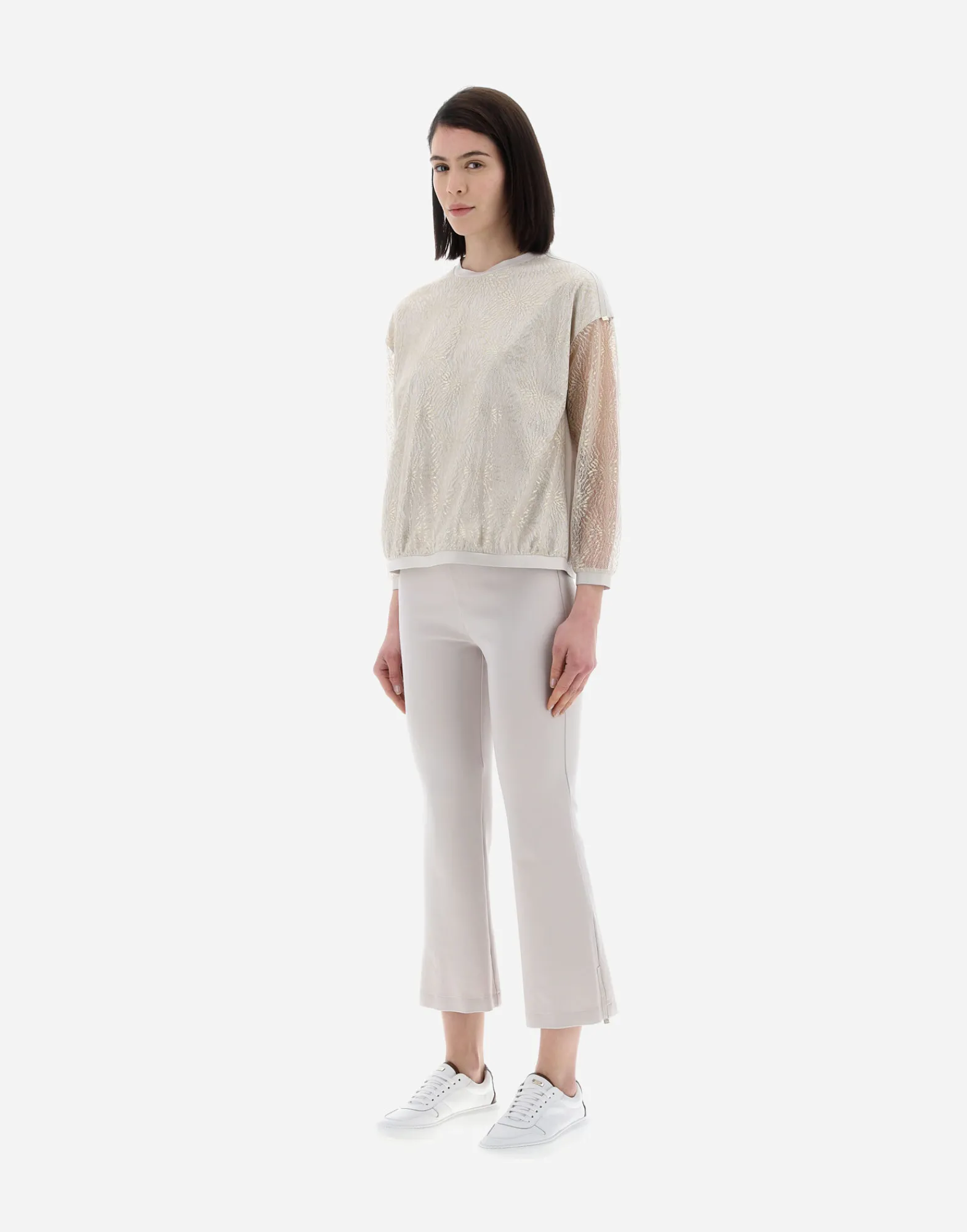 Herno T-Shirts-Resort T-Shirt Aus Chic Cotton Jersey & New Lace