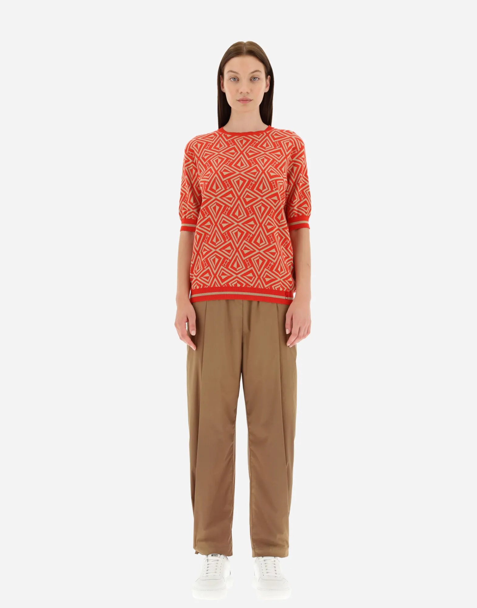 Herno T-Shirts-T-Shirt Aus Geometric Monogram Jacquard