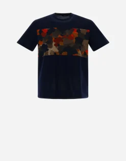 Herno T-Shirt & Polo-Shirts-T-Shirt Aus Superfine Cotton & Spring Camo Jersey