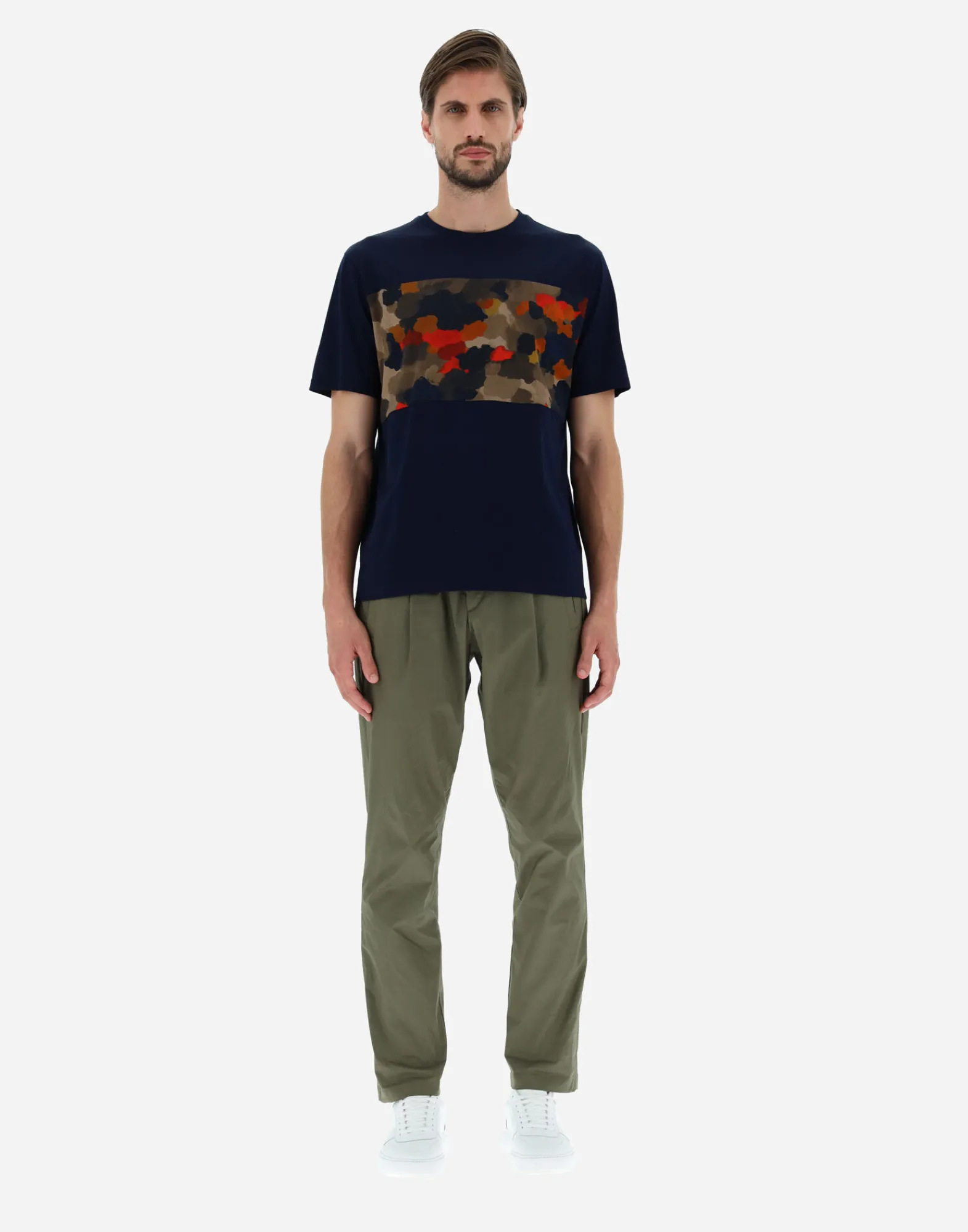 Herno T-Shirt & Polo-Shirts-T-Shirt Aus Superfine Cotton & Spring Camo Jersey