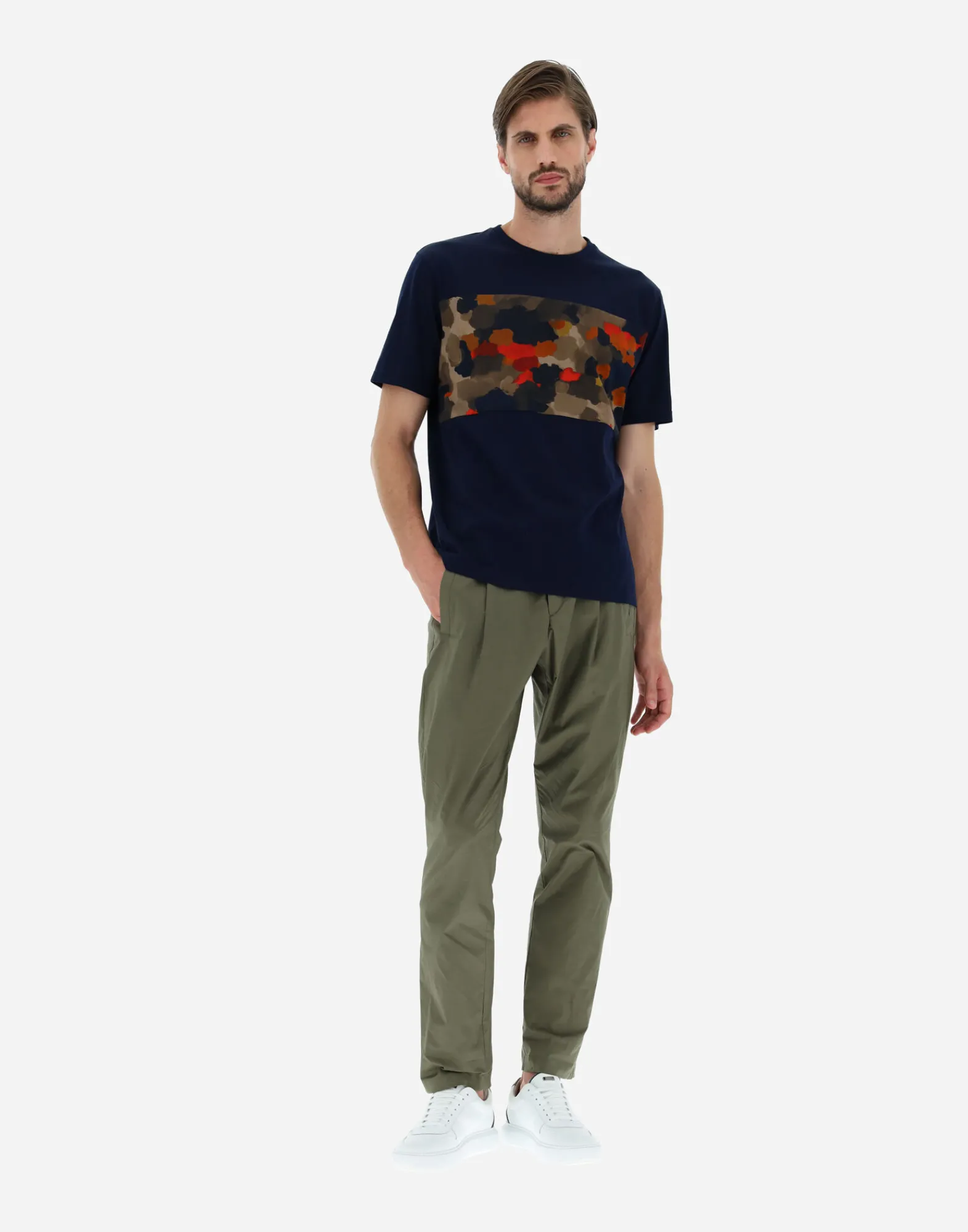 Herno T-Shirt & Polo-Shirts-T-Shirt Aus Superfine Cotton & Spring Camo Jersey