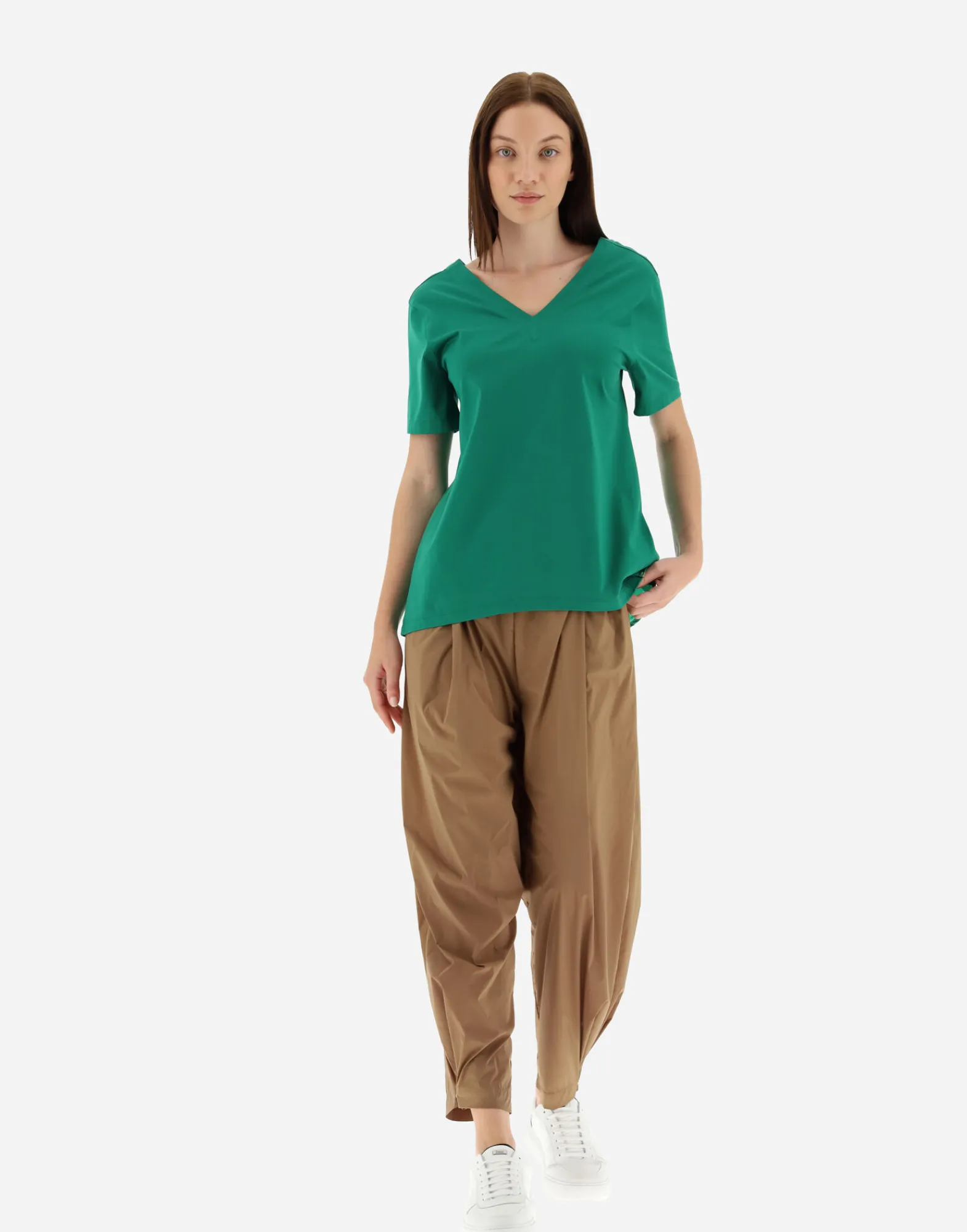 Herno T-Shirts-T-Shirt Mit V-Ausschnitt Aus Chic Cotton Jersey & New Techno Taft
