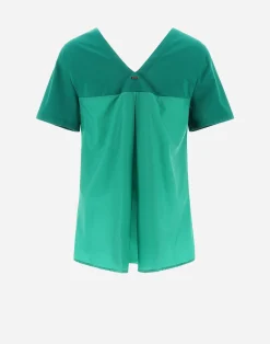 Herno T-Shirts-T-Shirt Mit V-Ausschnitt Aus Chic Cotton Jersey & New Techno Taft