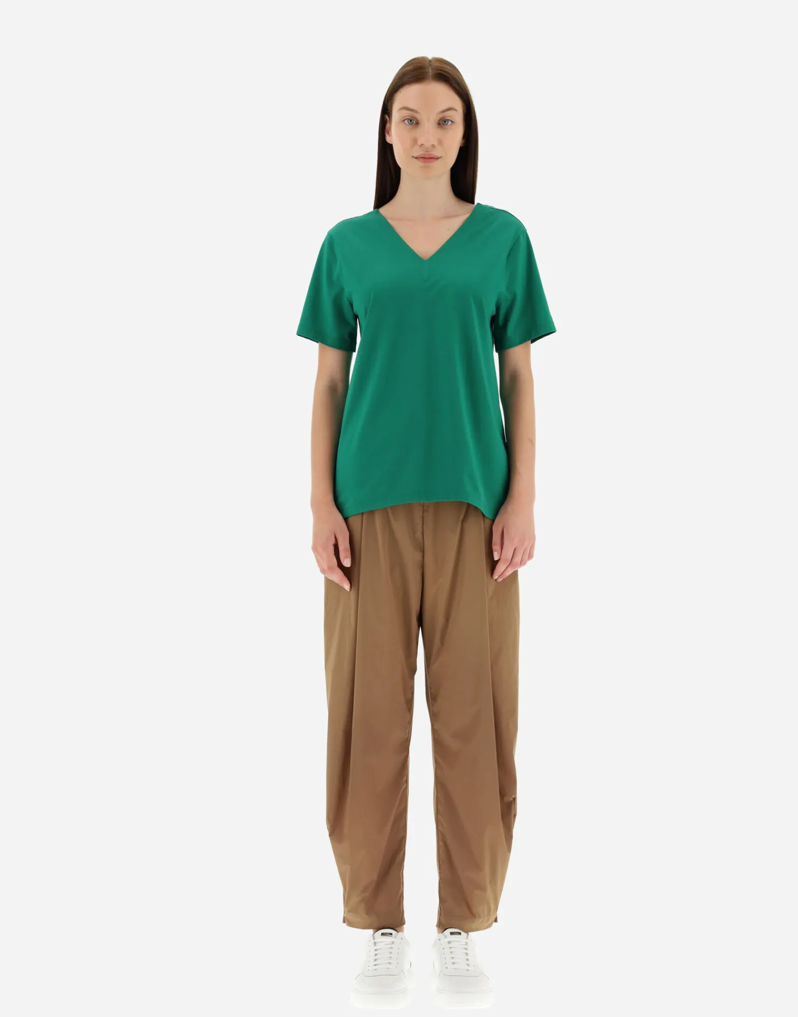 Herno T-Shirts-T-Shirt Mit V-Ausschnitt Aus Chic Cotton Jersey & New Techno Taft