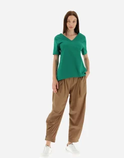 Herno T-Shirts-T-Shirt Mit V-Ausschnitt Aus Chic Cotton Jersey & New Techno Taft