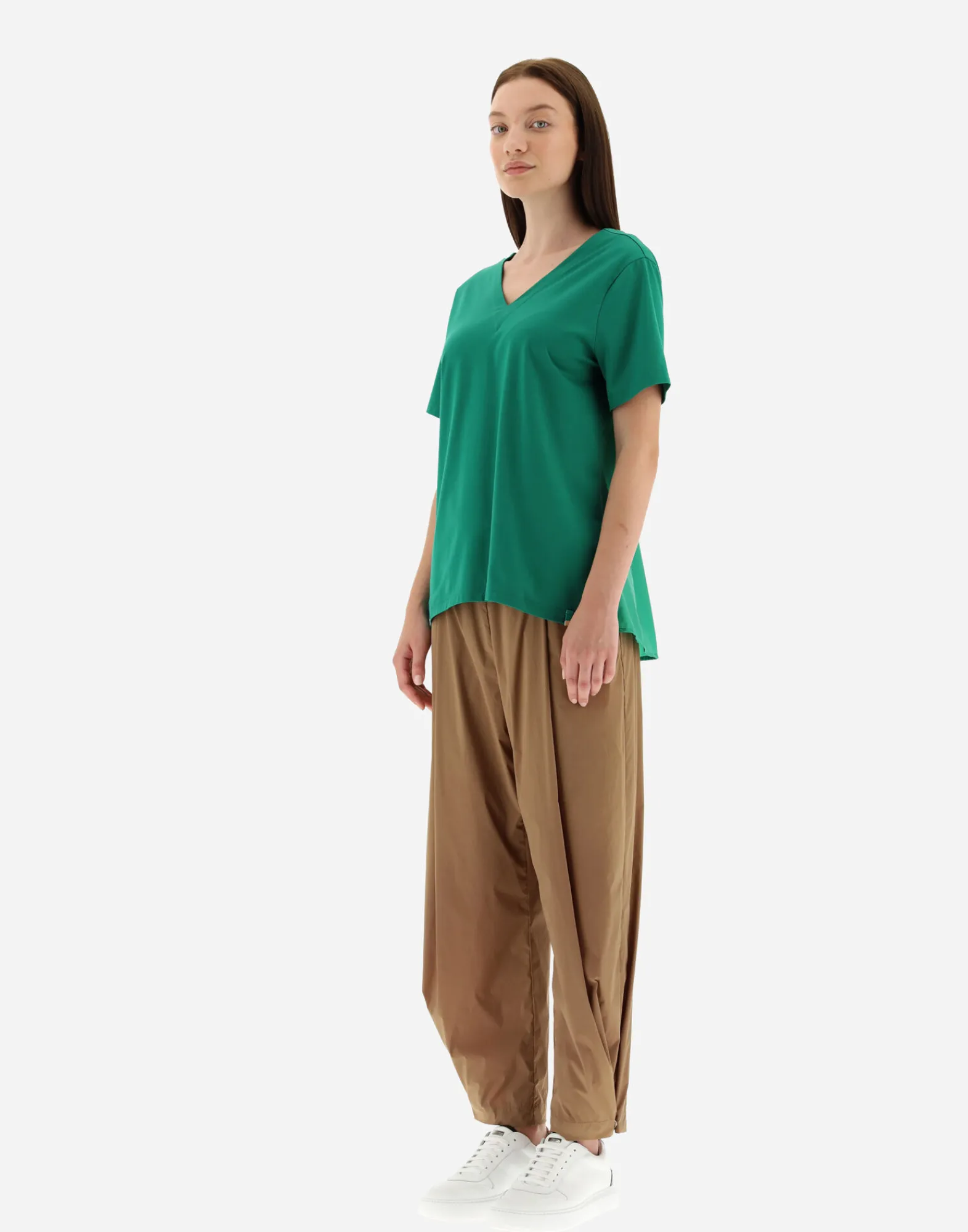 Herno T-Shirts-T-Shirt Mit V-Ausschnitt Aus Chic Cotton Jersey & New Techno Taft