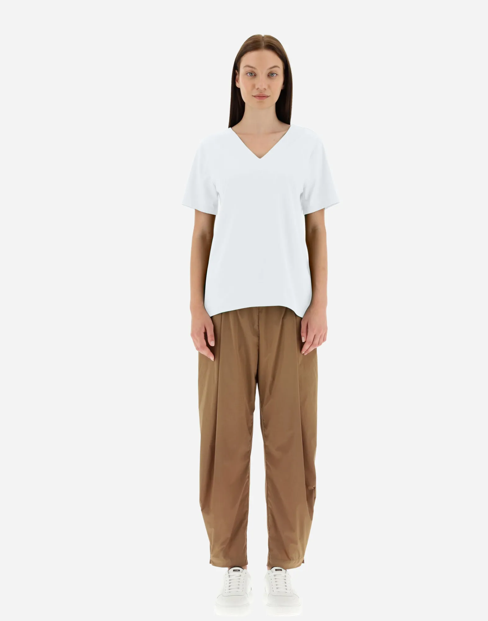 Herno T-Shirts-T-Shirt Mit V-Ausschnitt Aus Chic Cotton Jersey & New Techno Taft