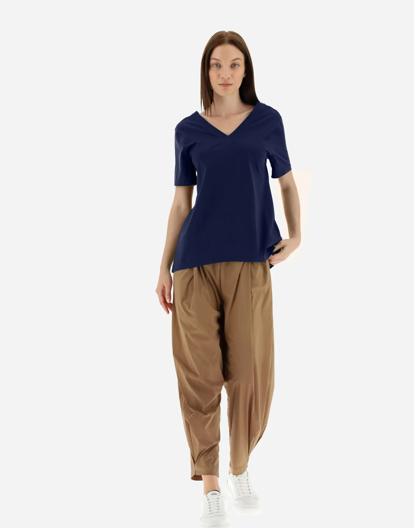Herno T-Shirts-T-Shirt Mit V-Ausschnitt Aus Chic Cotton Jersey & New Techno Taft