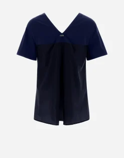 Herno T-Shirts-T-Shirt Mit V-Ausschnitt Aus Chic Cotton Jersey & New Techno Taft