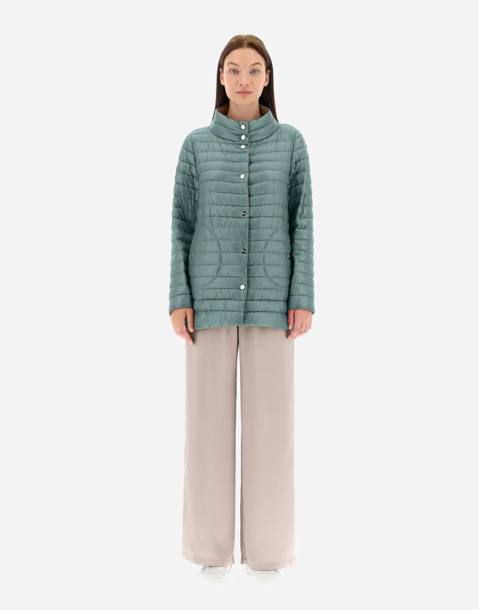 Herno Lange Daunenjacken-Wendbare A-Shape Aus Nylon Ultralight