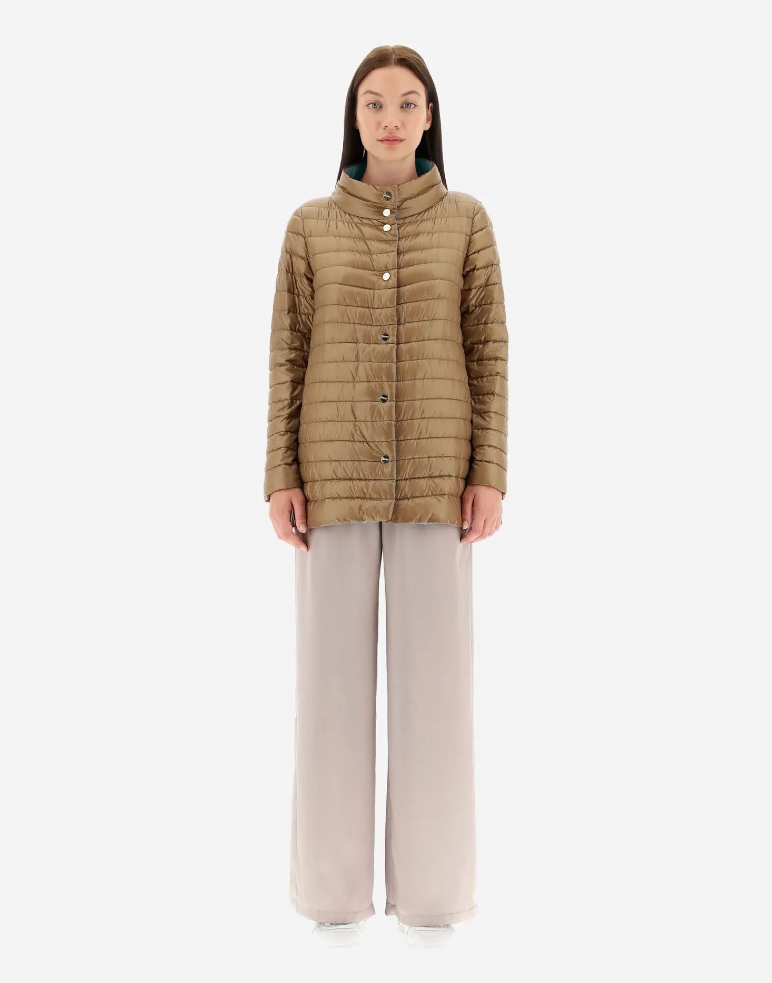 Herno Lange Daunenjacken-Wendbare A-Shape Aus Nylon Ultralight