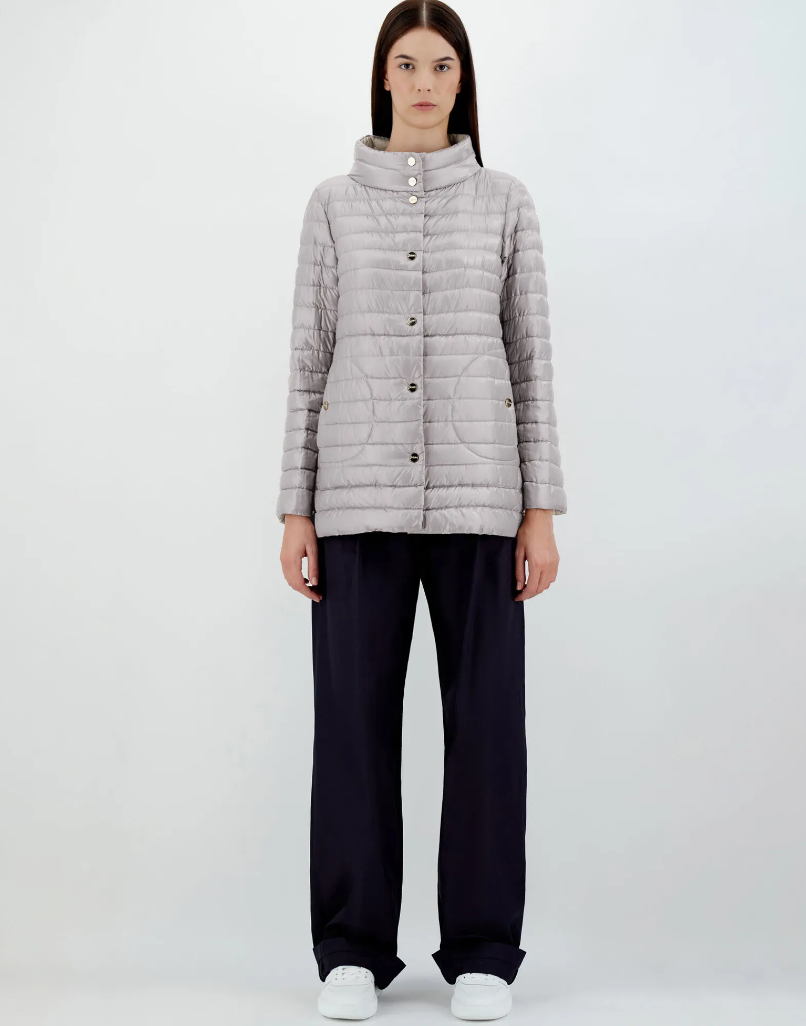 Herno Lange Daunenjacken-Wendbare A-Shape Aus Nylon Ultralight
