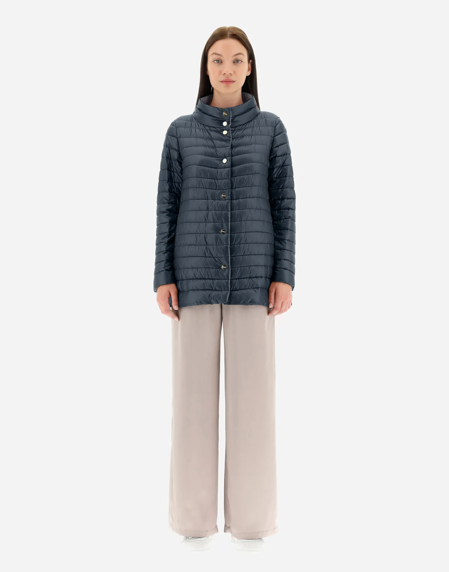 Herno Lange Daunenjacken-Wendbare A-Shape Aus Nylon Ultralight