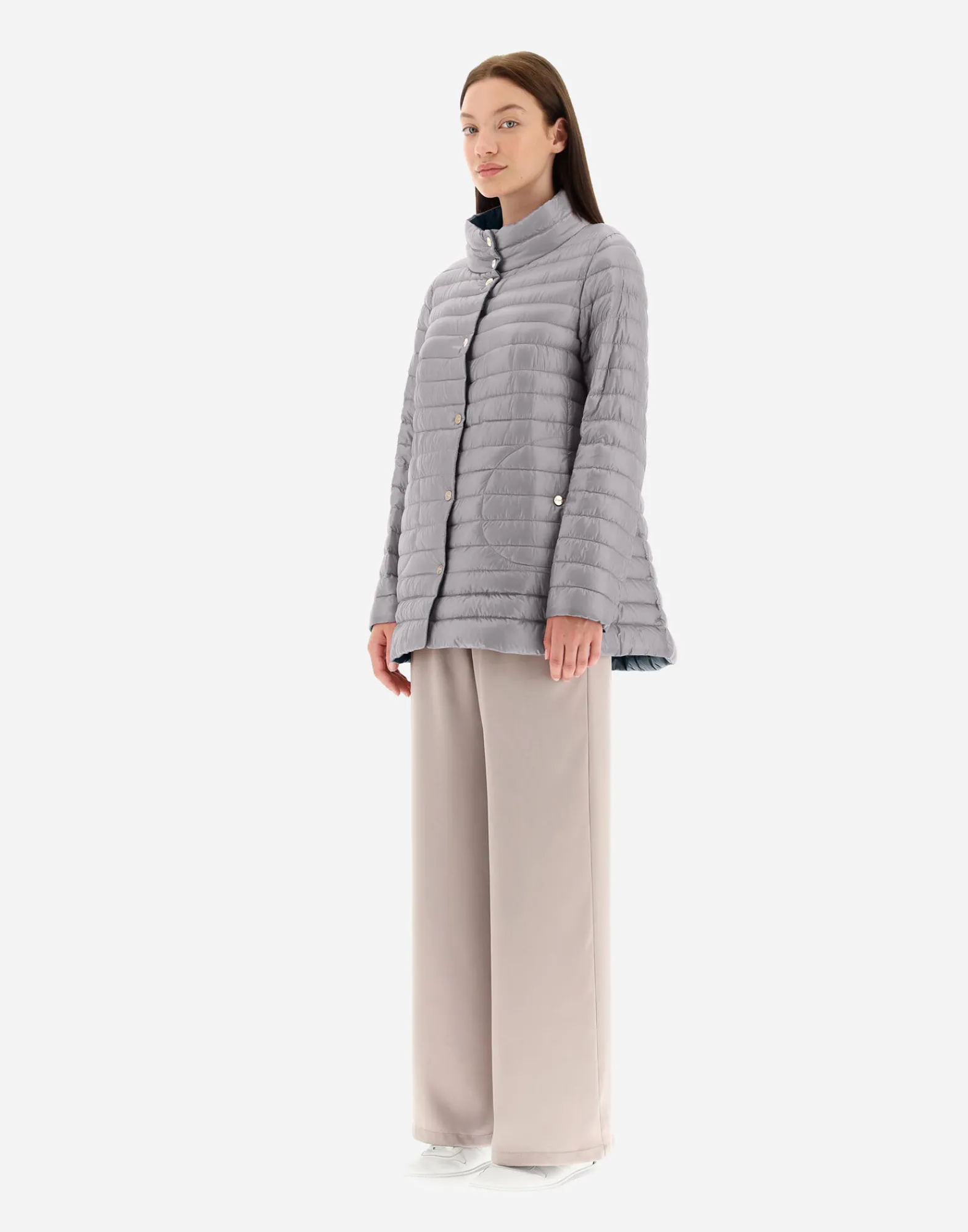 Herno Lange Daunenjacken-Wendbare A-Shape Aus Nylon Ultralight