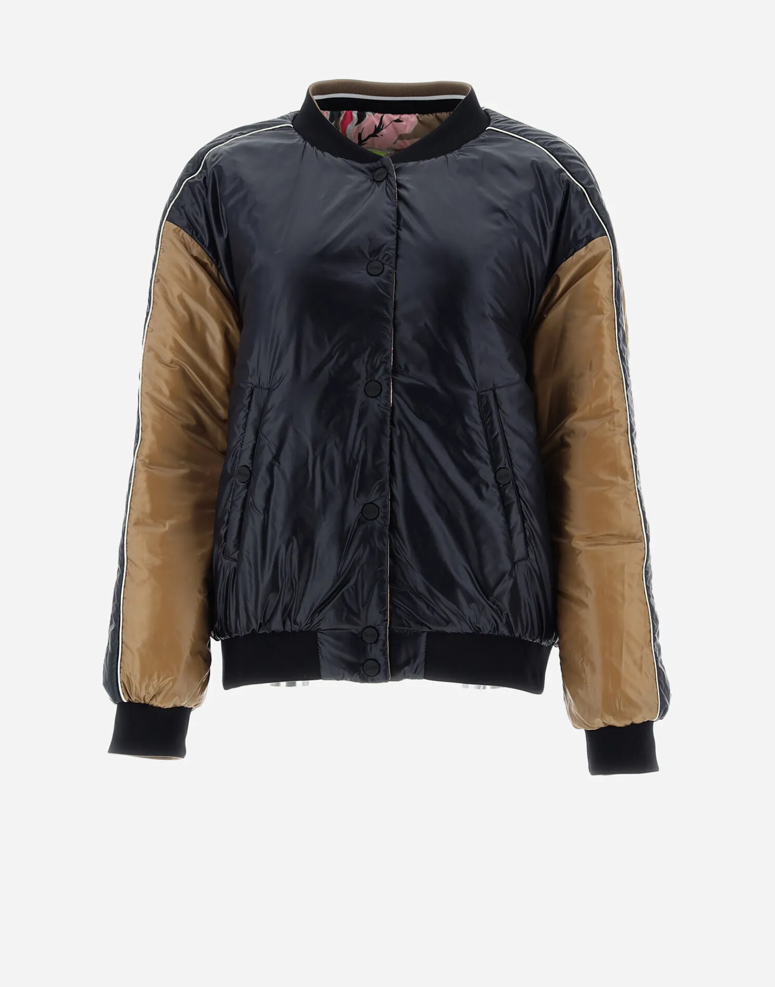 Herno Kurze Daunenjacken-Wendbare Bomberjacke Aus Beta Flowers, Nylon Ultralight & Nuage