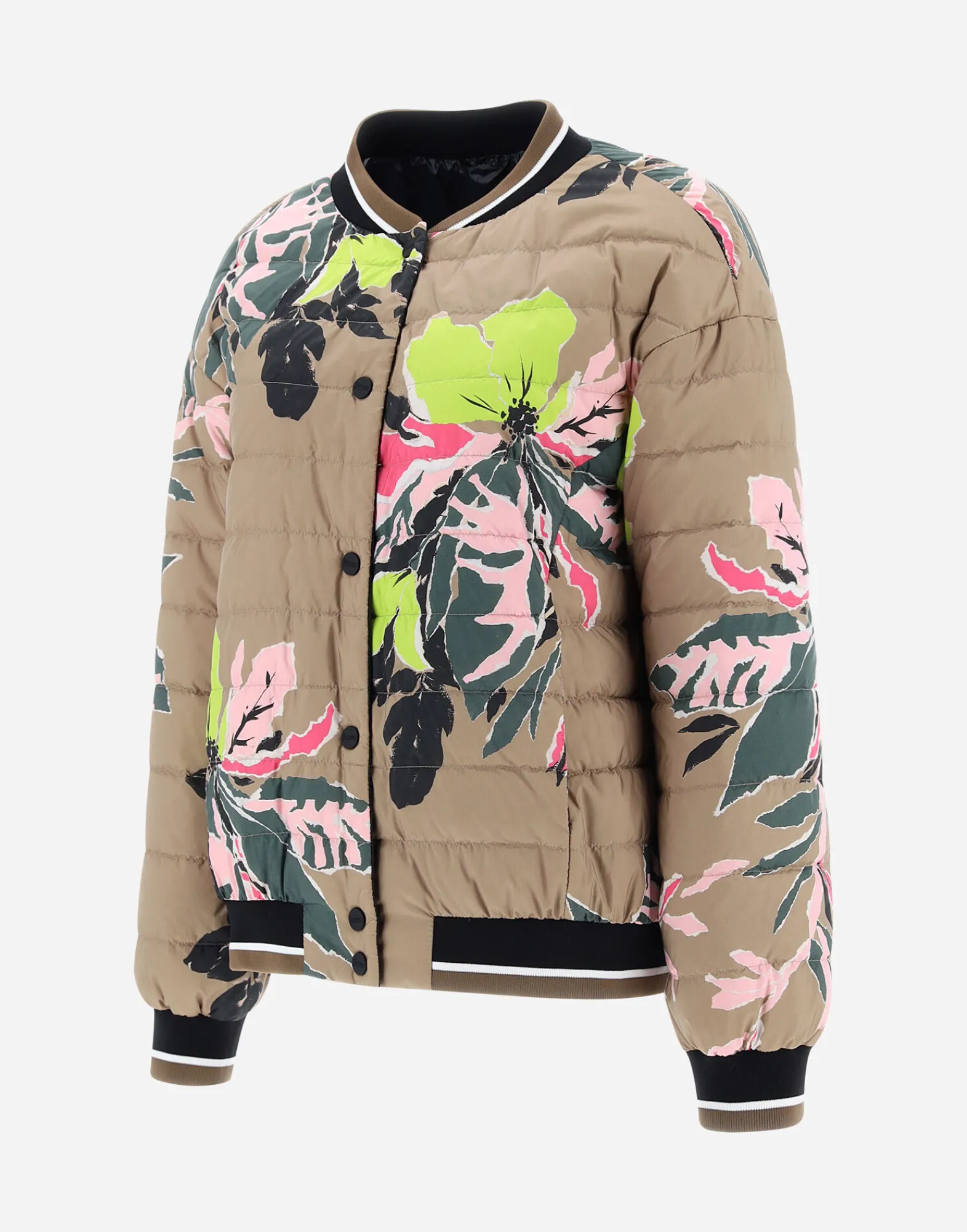 Herno Kurze Daunenjacken-Wendbare Bomberjacke Aus Beta Flowers, Nylon Ultralight & Nuage
