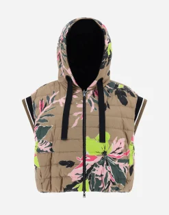 Herno Kurze Daunenjacken-Wendbare Weste Aus Beta Flowers, Nylon Ultralight & Nuage
