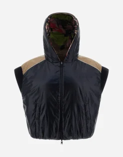 Herno Kurze Daunenjacken-Wendbare Weste Aus Beta Flowers, Nylon Ultralight & Nuage