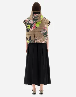 Herno Kurze Daunenjacken-Wendbare Weste Aus Beta Flowers, Nylon Ultralight & Nuage