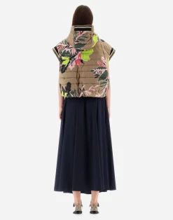 Herno Kurze Daunenjacken-Wendbare Weste Aus Beta Flowers, Nylon Ultralight & Nuage