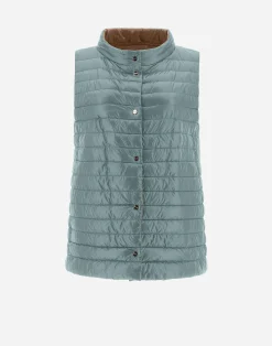 Herno Lange Daunenjacken-Wendbare, Zweifarbige Weste Aus Nylon Ultralight