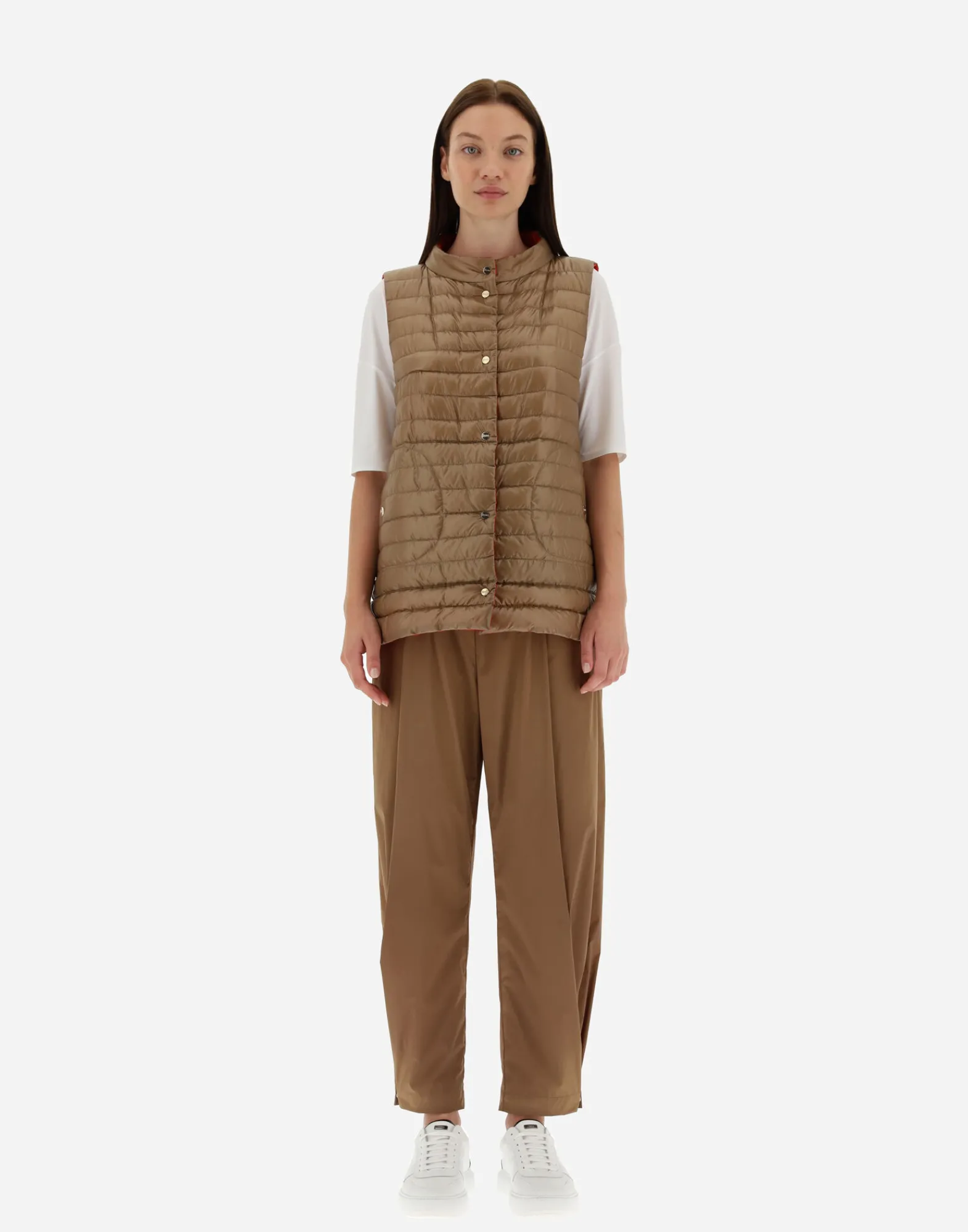 Herno Lange Daunenjacken-Wendbare, Zweifarbige Weste Aus Nylon Ultralight