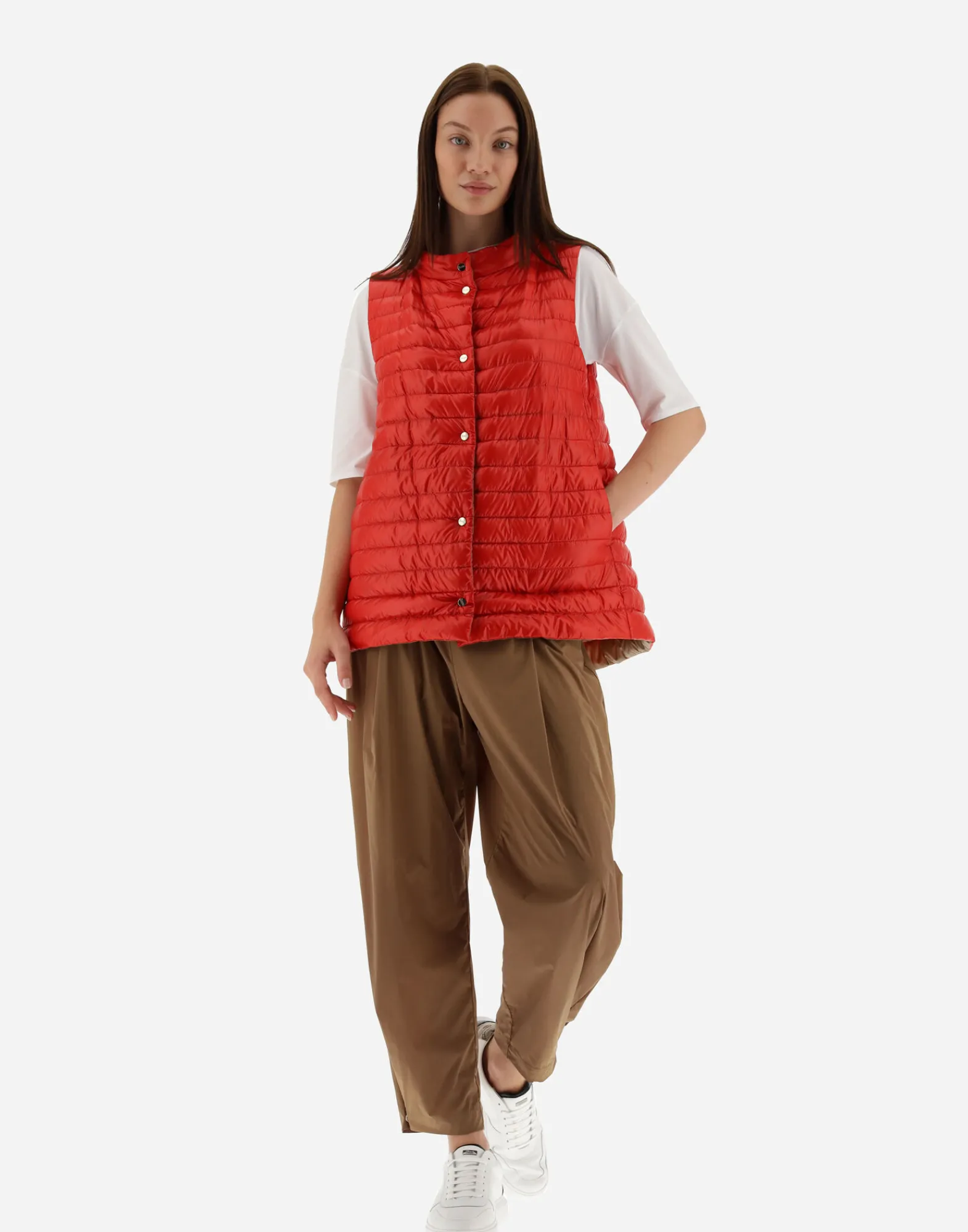 Herno Lange Daunenjacken-Wendbare, Zweifarbige Weste Aus Nylon Ultralight