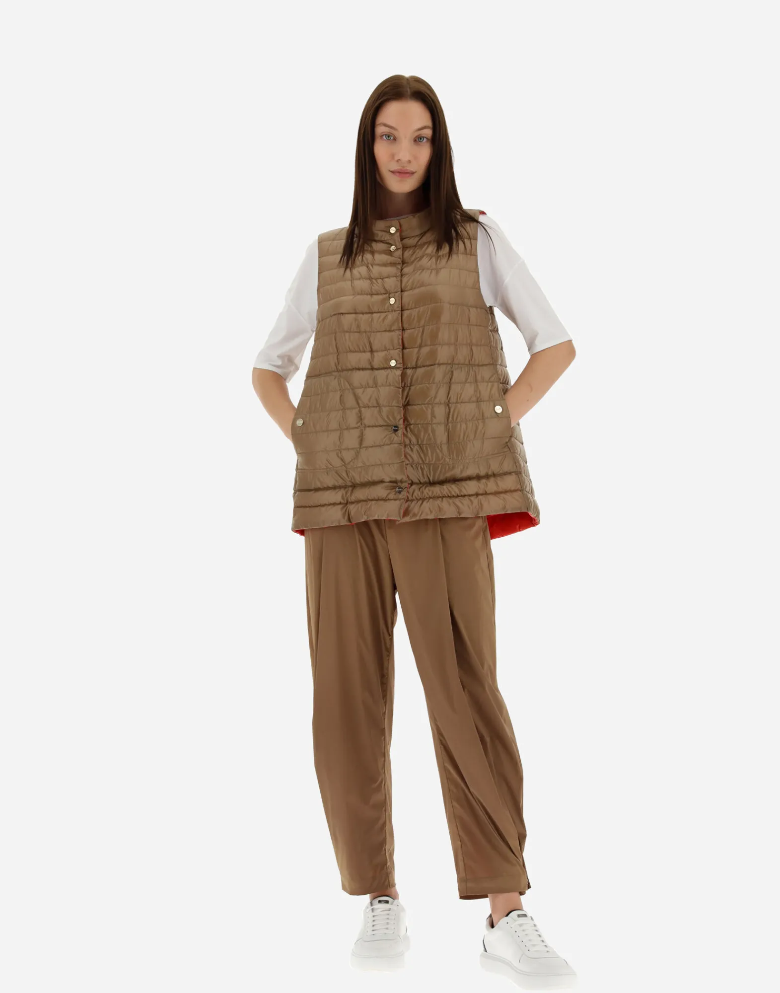 Herno Lange Daunenjacken-Wendbare, Zweifarbige Weste Aus Nylon Ultralight