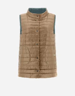 Herno Lange Daunenjacken-Wendbare, Zweifarbige Weste Aus Nylon Ultralight