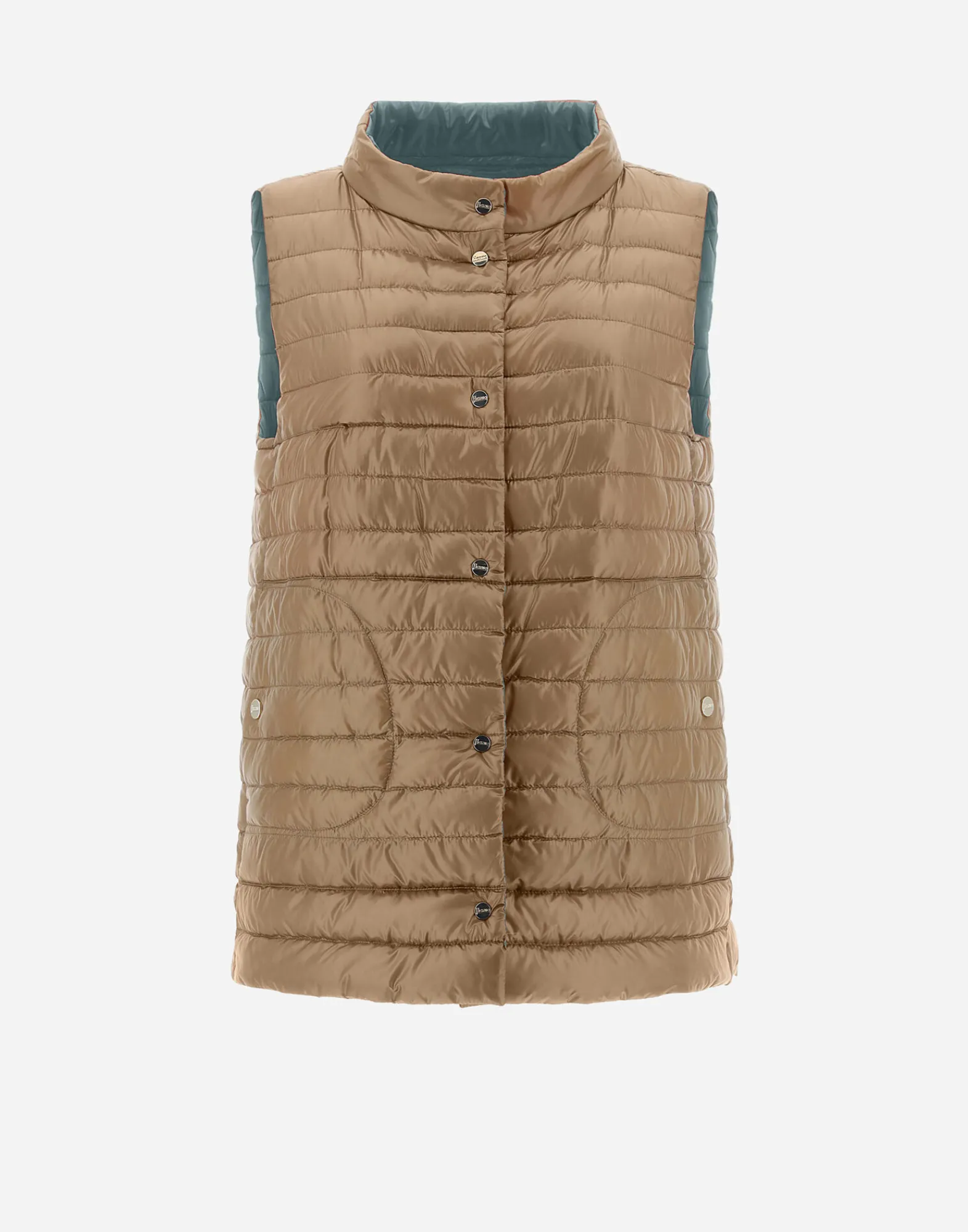 Herno Lange Daunenjacken-Wendbare, Zweifarbige Weste Aus Nylon Ultralight