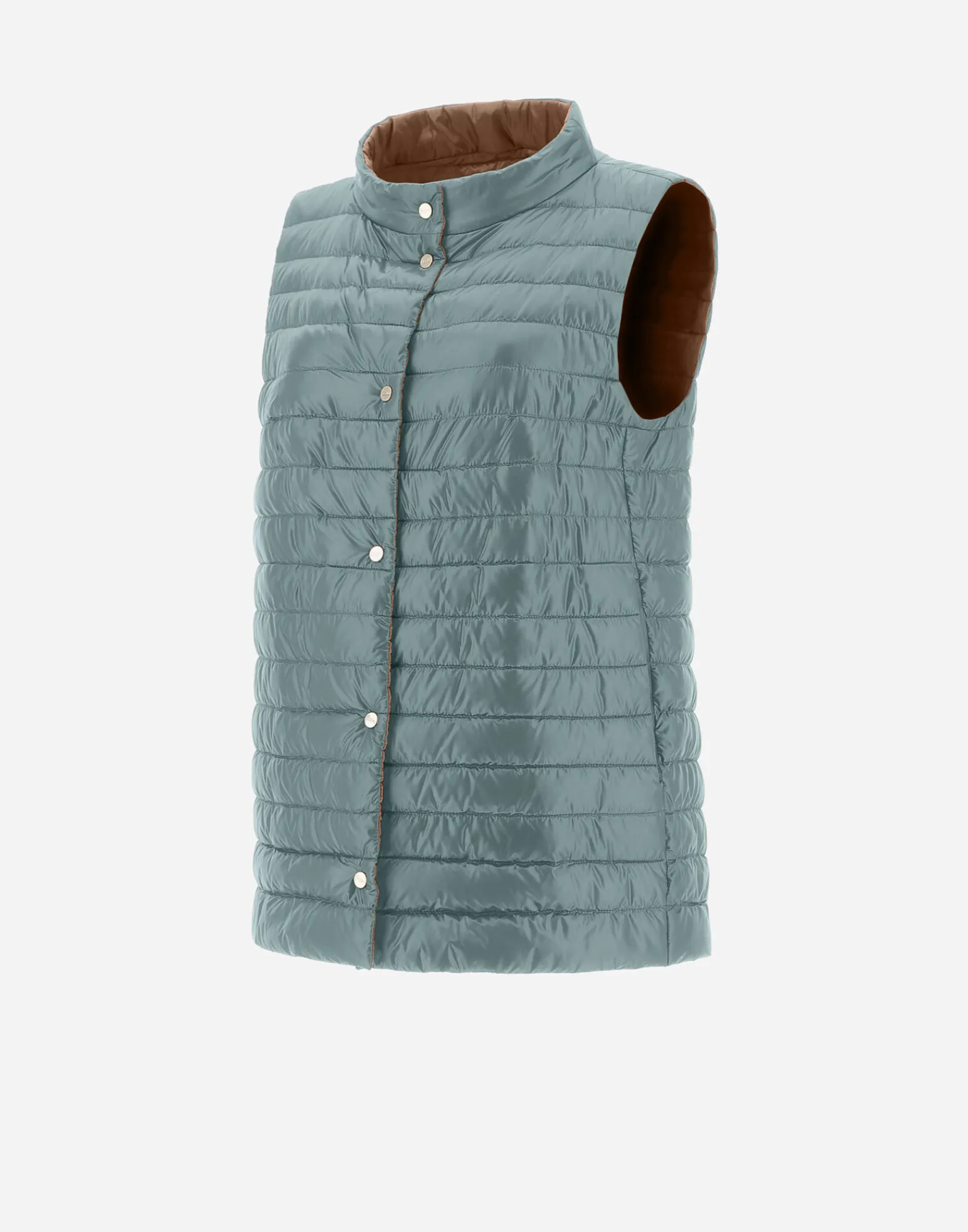 Herno Lange Daunenjacken-Wendbare, Zweifarbige Weste Aus Nylon Ultralight