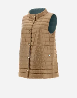 Herno Lange Daunenjacken-Wendbare, Zweifarbige Weste Aus Nylon Ultralight