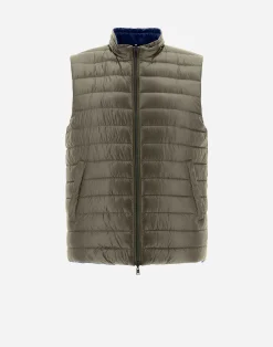 Herno Kurze Daunenjacken-Wendbare, Zweifarbige Weste Aus Nylon Ultralight