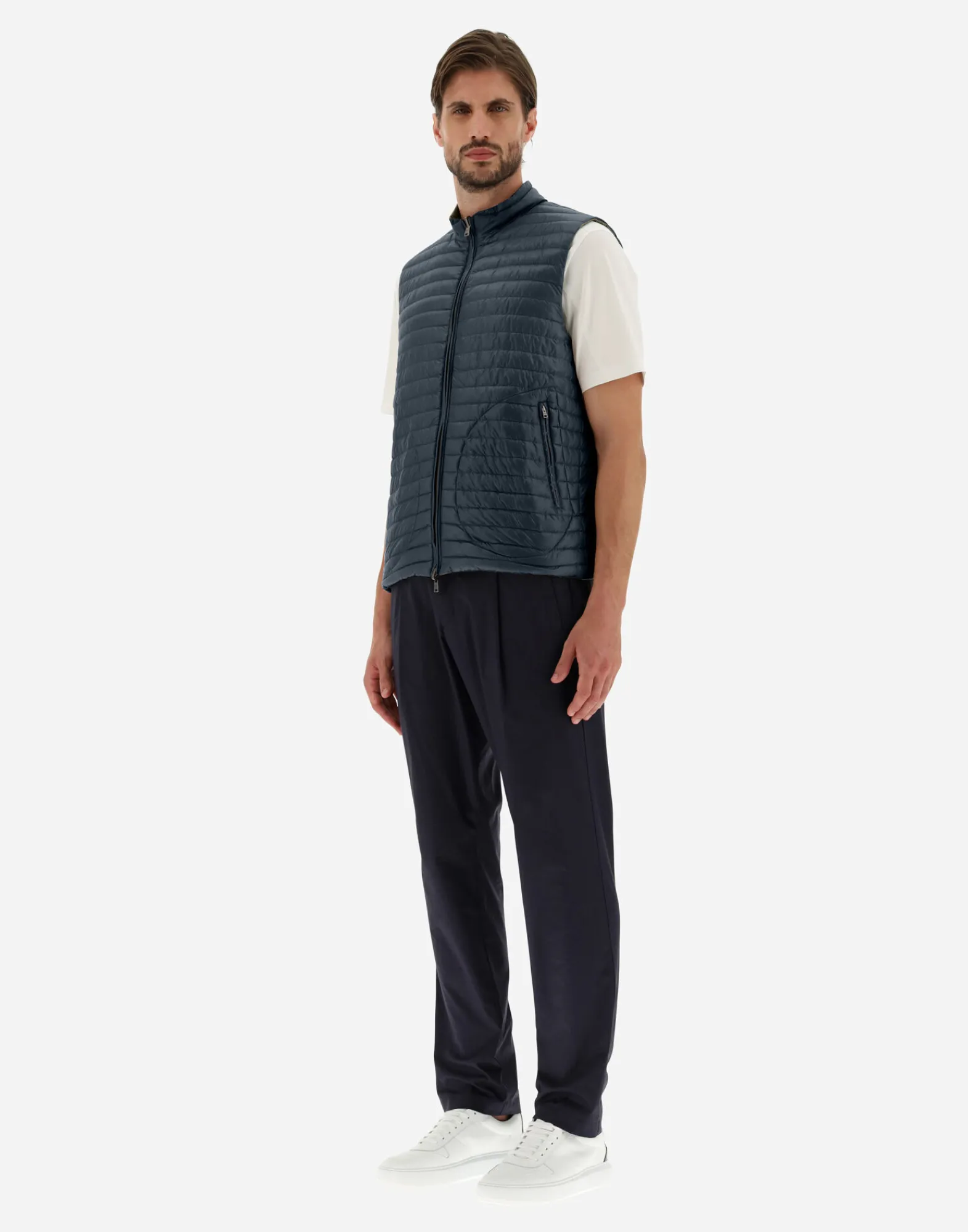 Herno Kurze Daunenjacken-Wendbare, Zweifarbige Weste Aus Nylon Ultralight