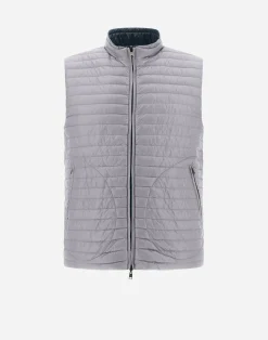 Herno Kurze Daunenjacken-Wendbare, Zweifarbige Weste Aus Nylon Ultralight