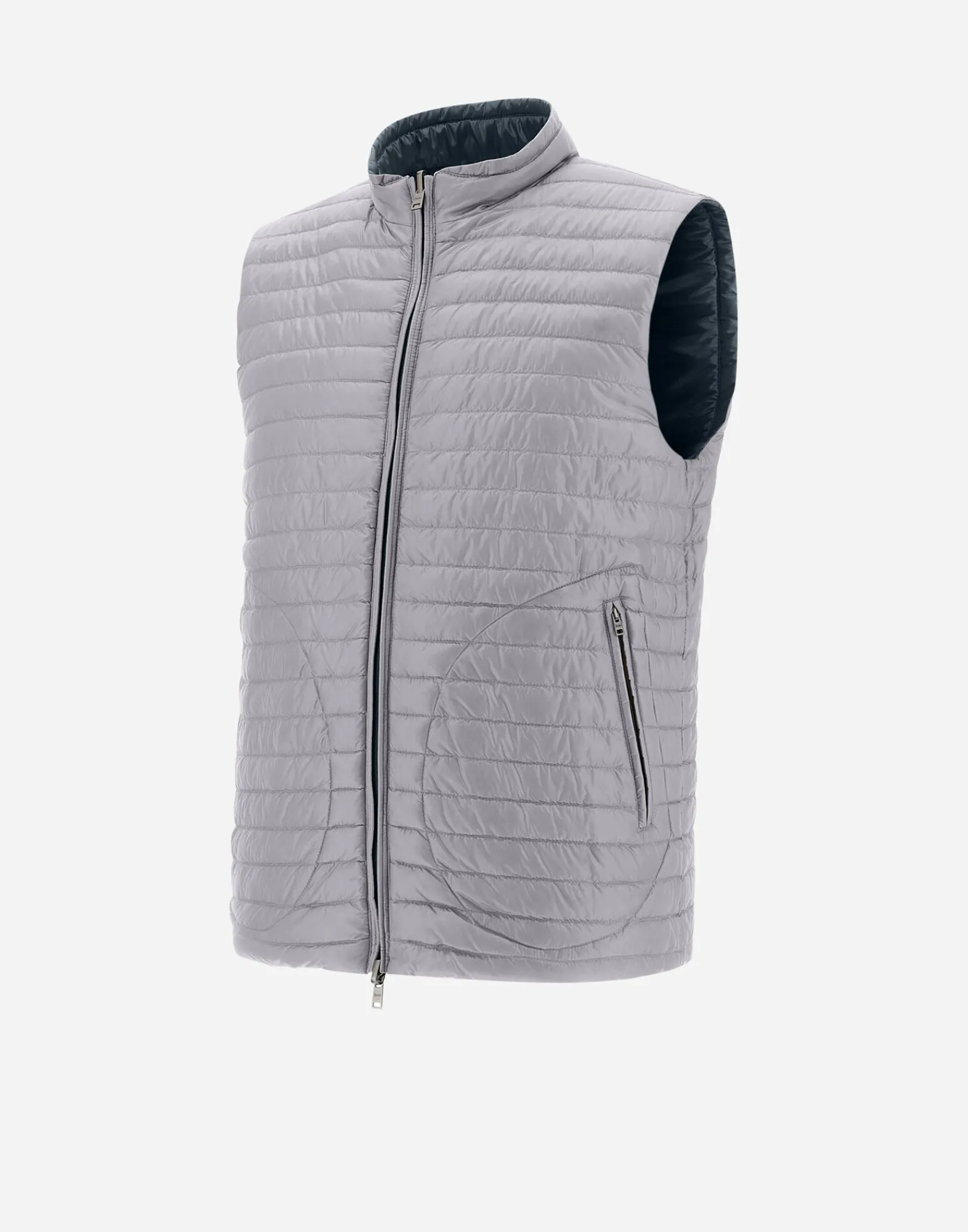 Herno Kurze Daunenjacken-Wendbare, Zweifarbige Weste Aus Nylon Ultralight
