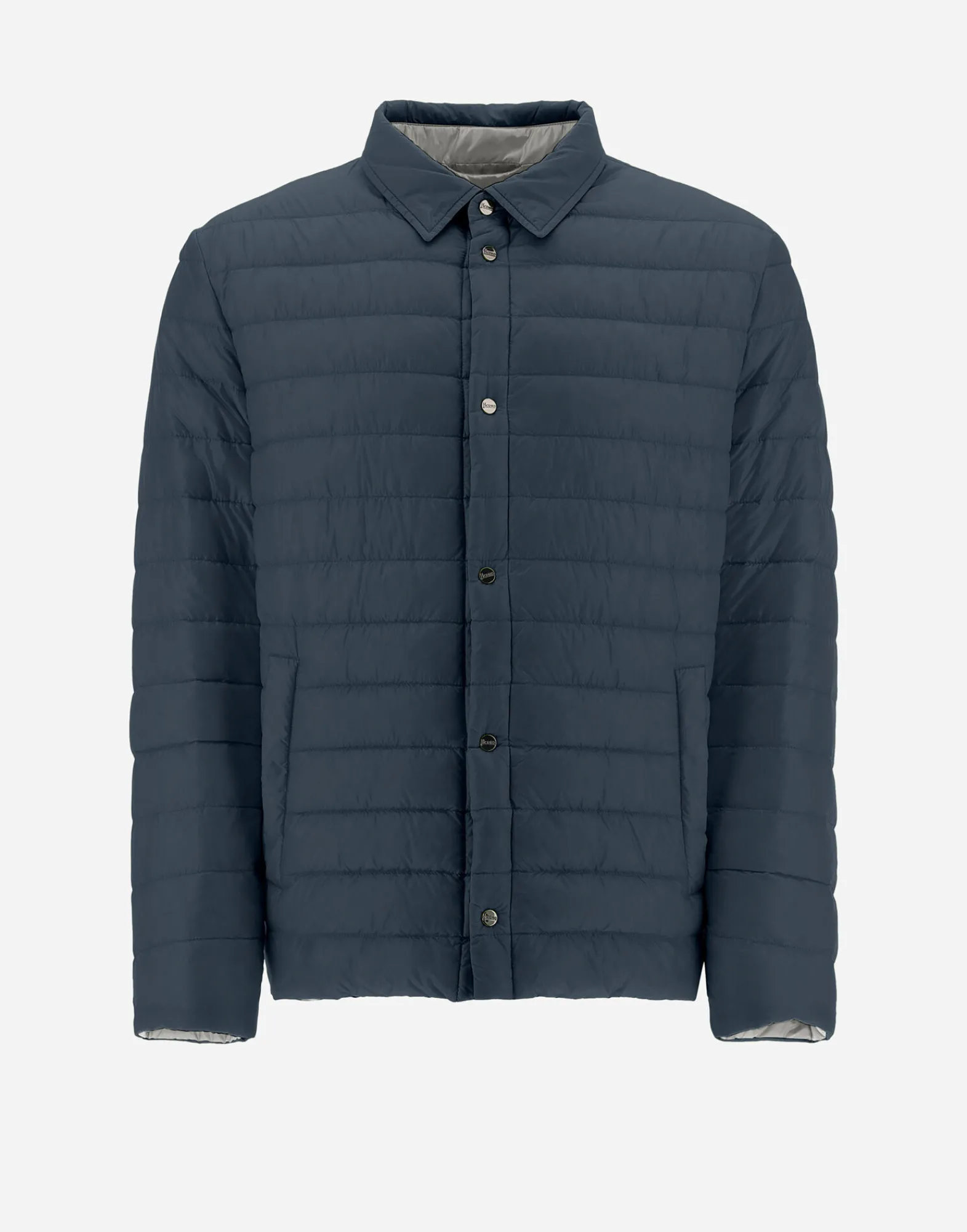 Herno Kurze Daunenjacken-Wendbares, Zweifarbiges Hemd Aus Nylon Ultralight