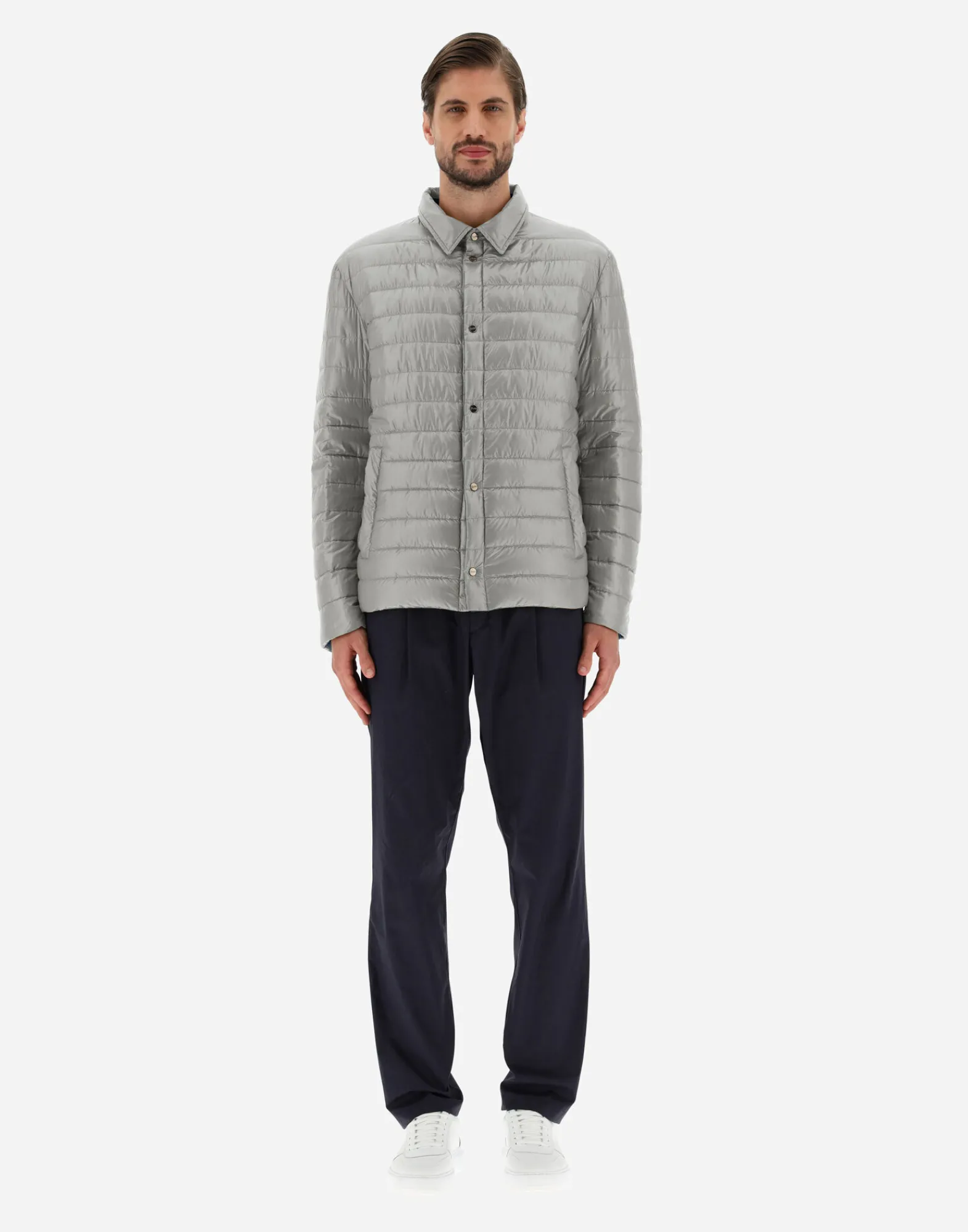 Herno Kurze Daunenjacken-Wendbares, Zweifarbiges Hemd Aus Nylon Ultralight