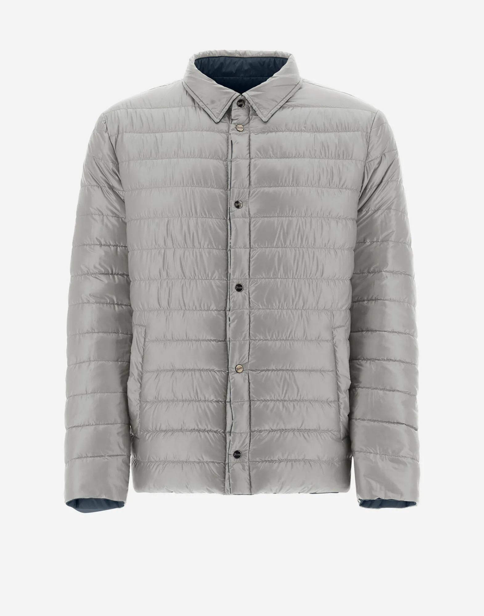 Herno Kurze Daunenjacken-Wendbares, Zweifarbiges Hemd Aus Nylon Ultralight