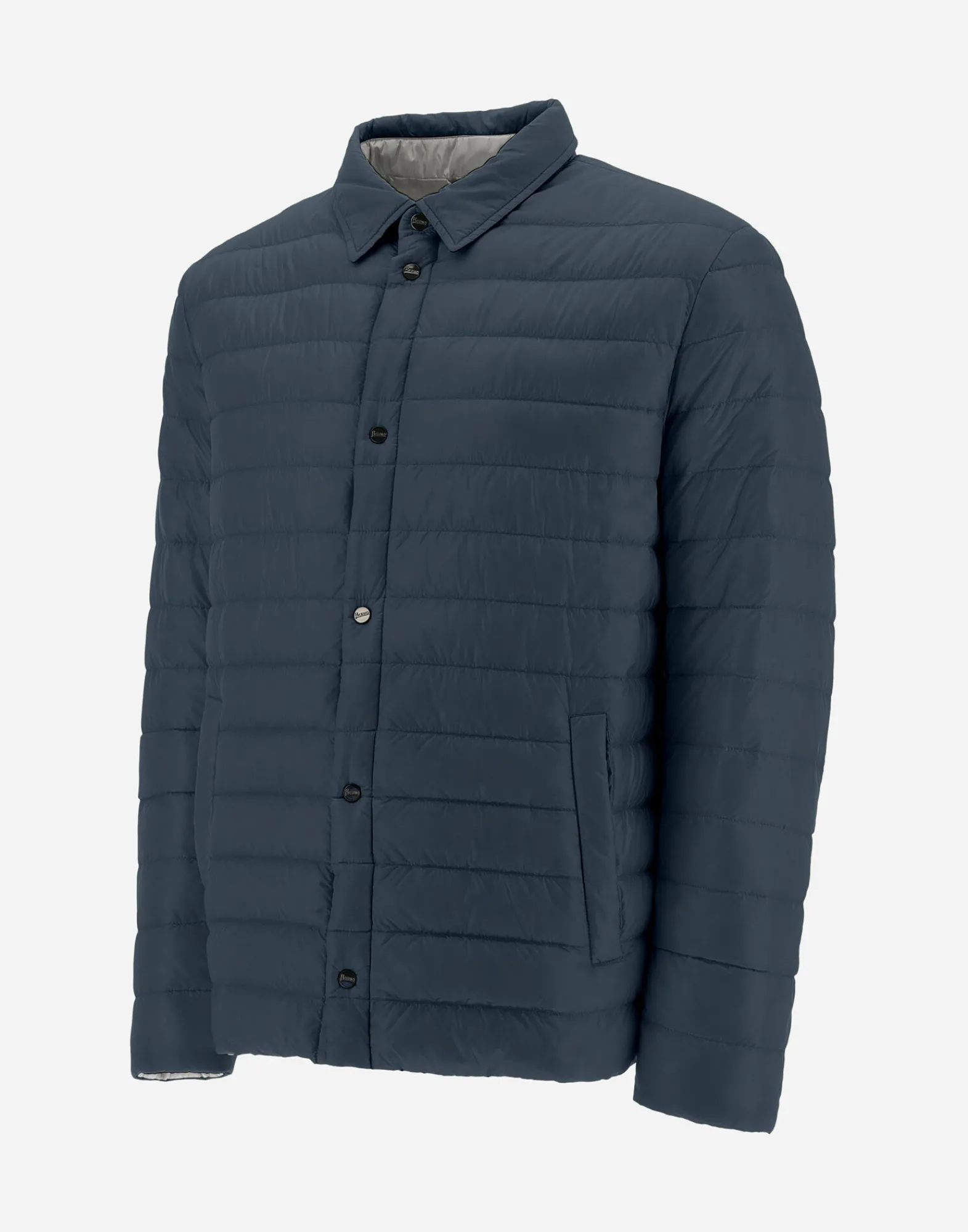 Herno Kurze Daunenjacken-Wendbares, Zweifarbiges Hemd Aus Nylon Ultralight