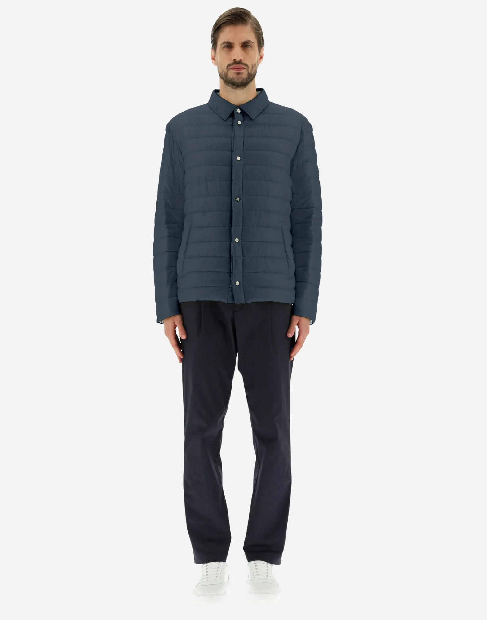 Herno Kurze Daunenjacken-Wendbares, Zweifarbiges Hemd Aus Nylon Ultralight