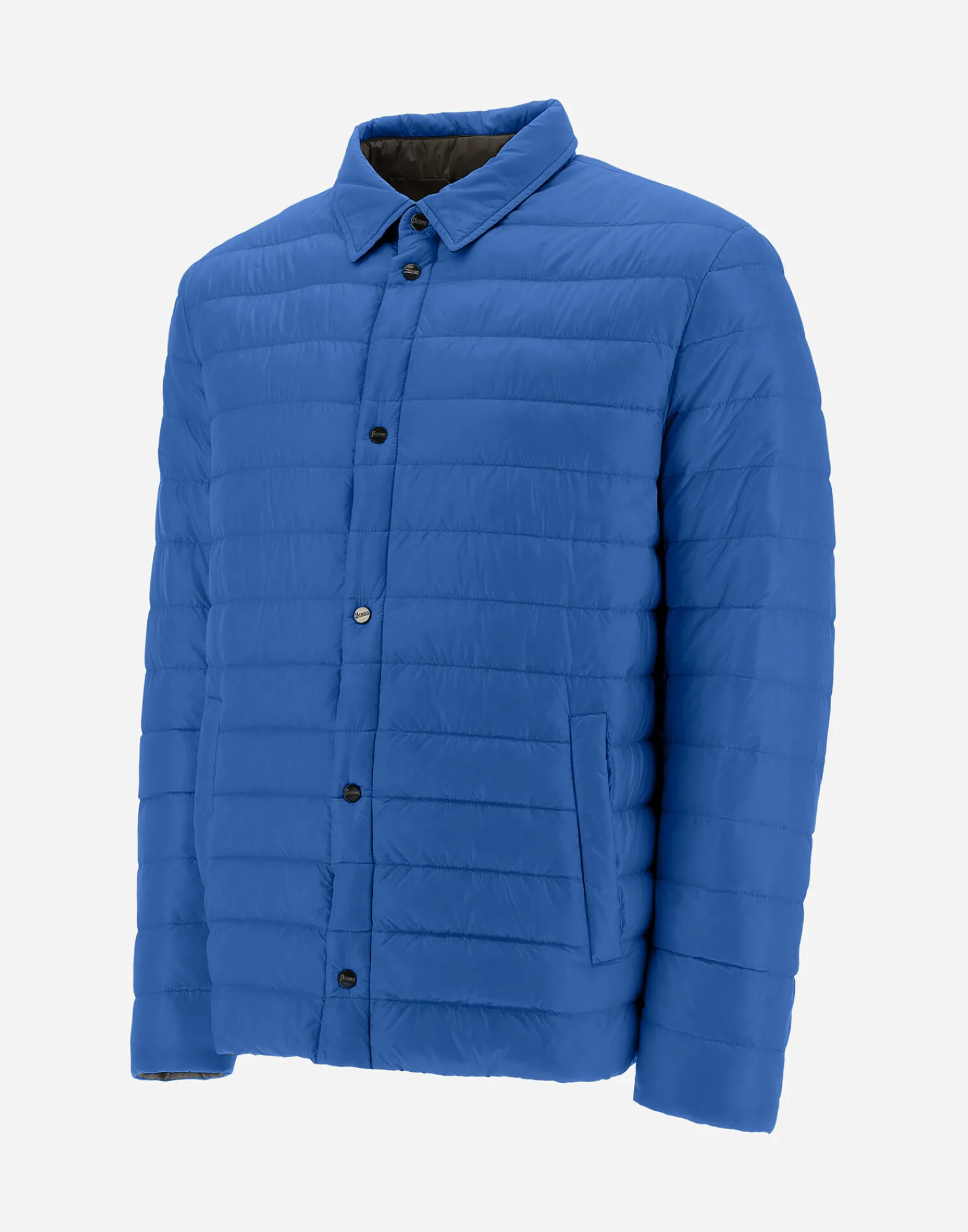 Herno Kurze Daunenjacken-Wendbares, Zweifarbiges Hemd Aus Nylon Ultralight