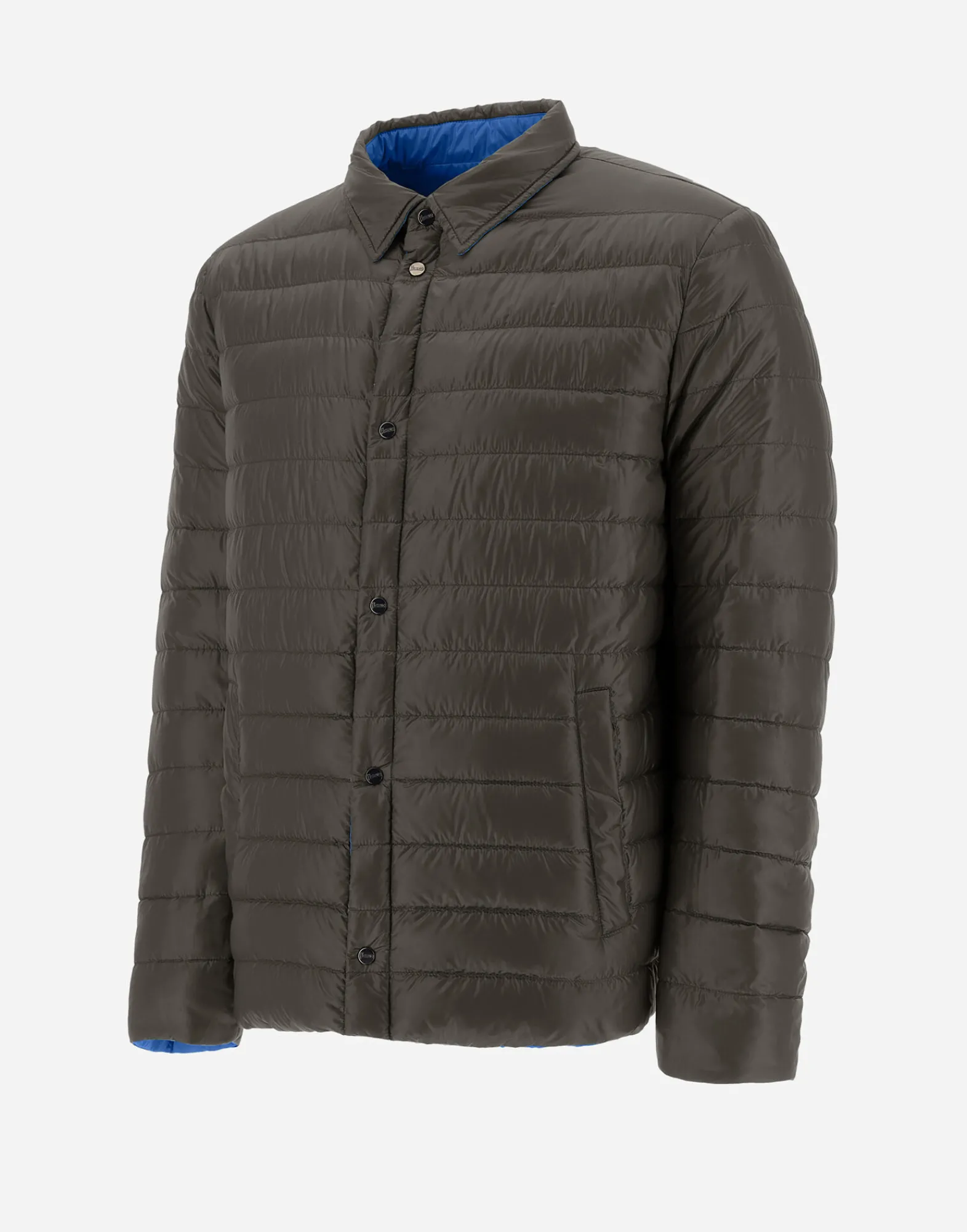Herno Kurze Daunenjacken-Wendbares, Zweifarbiges Hemd Aus Nylon Ultralight