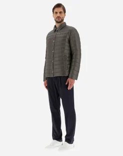 Herno Kurze Daunenjacken-Wendbares, Zweifarbiges Hemd Aus Nylon Ultralight