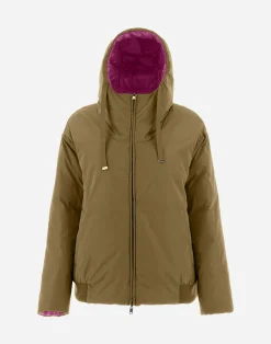 Herno Kurze Daunenjacken-Wende-Bomberjacke Aus Nylon Ultralight Und New Techno Taft